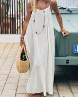 Solid Backless Cami Dress