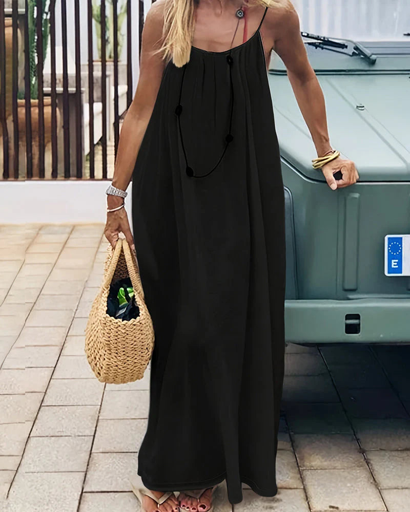 Solid Backless Cami Dress