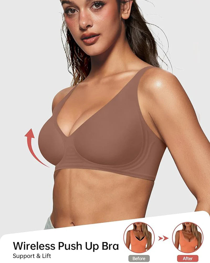 Plunge Push-Up Seamless Barely-There Wireless Bra