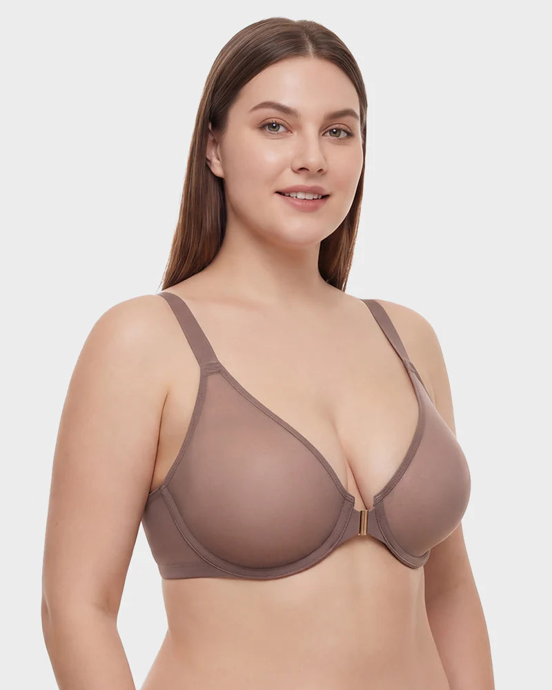 Front Clasp Mesh Support Bra