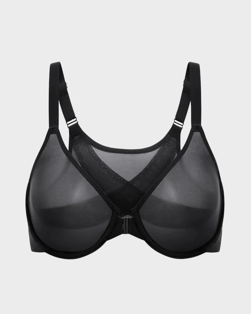 Front Clasp Mesh Support Bra