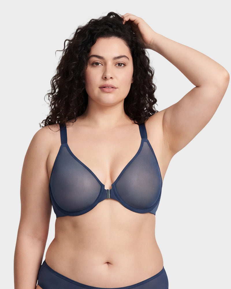 Front Clasp Mesh Support Bra