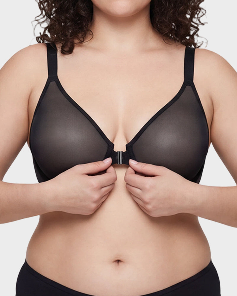 Front Clasp Mesh Support Bra