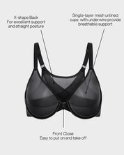 Front Clasp Mesh Support Bra