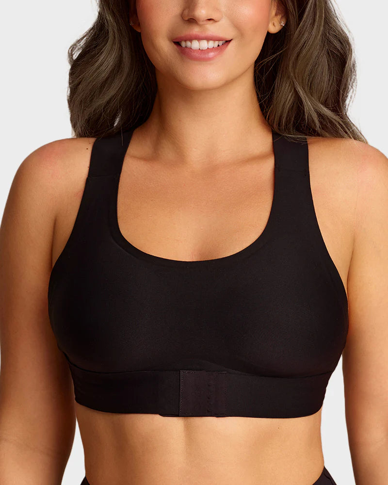 Wireless Posture Support Cross-Back Bra with Front Closure
