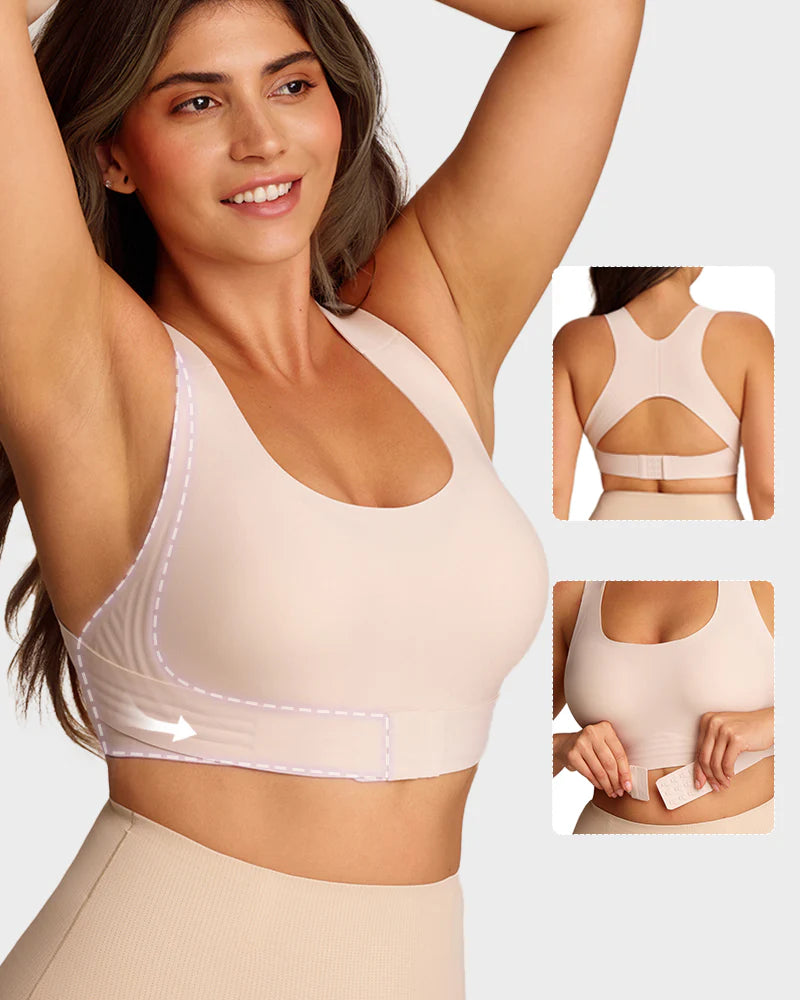 Wireless Posture Support Cross-Back Bra with Front Closure