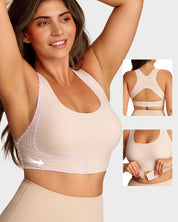 Wireless Posture Support Cross-Back Bra with Front Closure