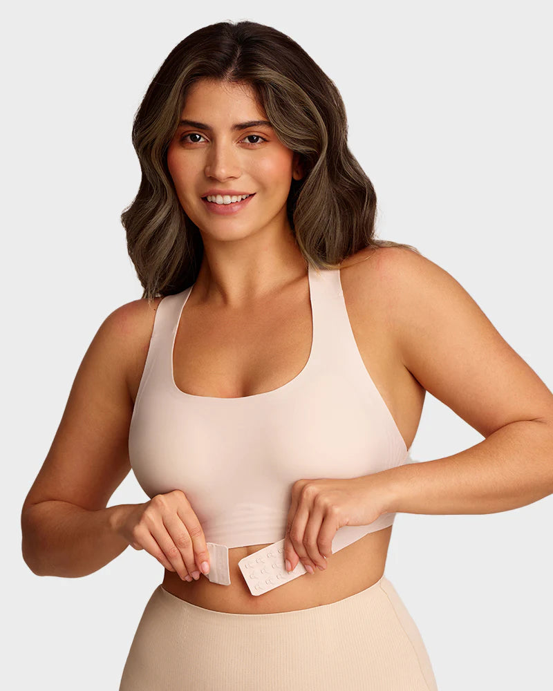 Wireless Posture Support Cross-Back Bra with Front Closure