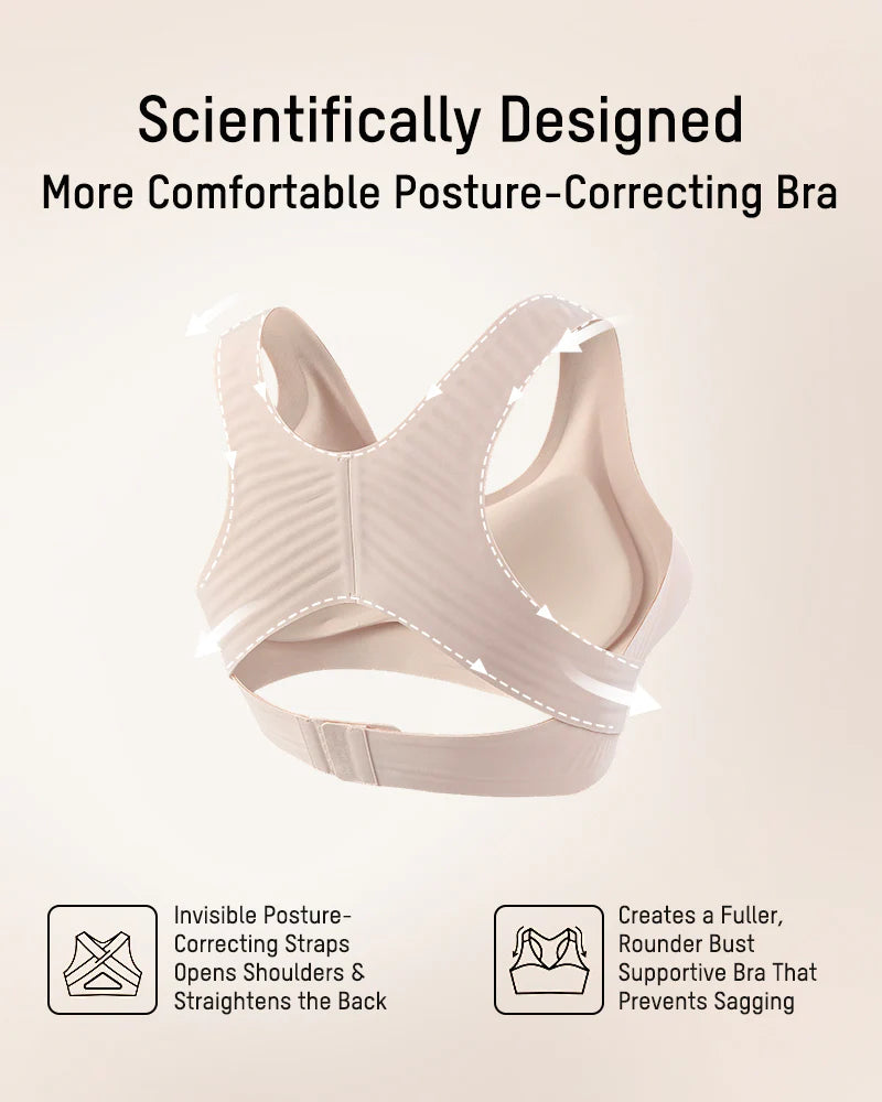 Wireless Posture Support Cross-Back Bra with Front Closure