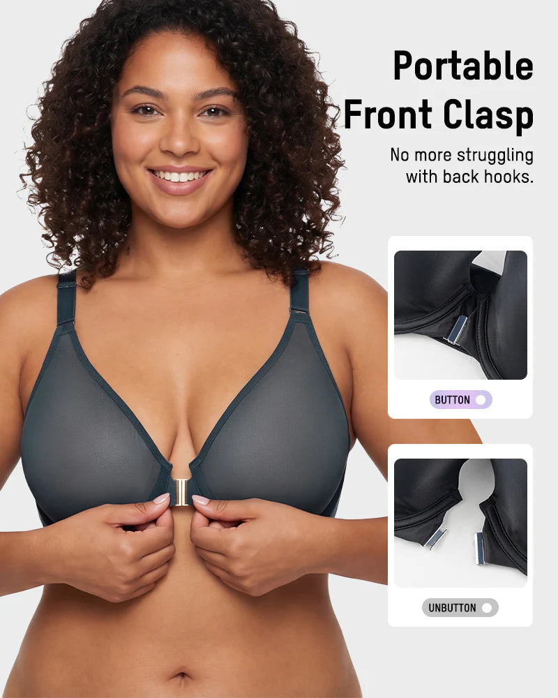 Front Clasp Mesh Support Bra