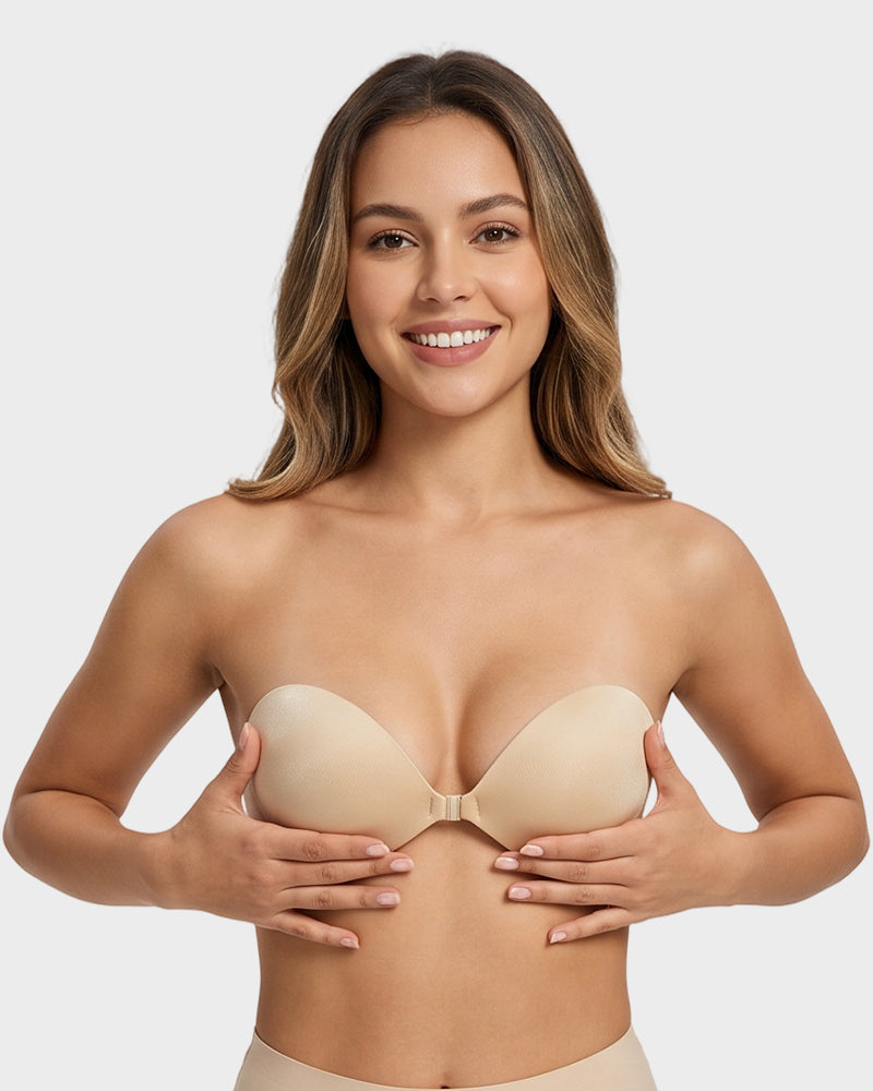 Front Closure Self-Adhesive Invisible Push-Up Bra (2 Pairs)