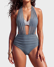 Two-Way Mesh High-Waisted Tummy Control Bikini Set