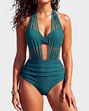Two-Way Mesh High-Waisted Tummy Control Bikini Set
