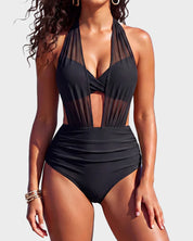 Two-Way Mesh High-Waisted Tummy Control Bikini Set