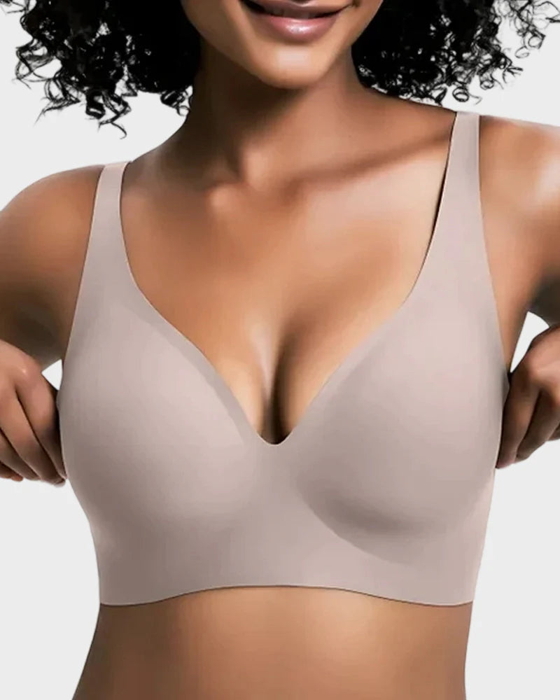 Plunge Push-Up Seamless Barely-There Wireless Bra