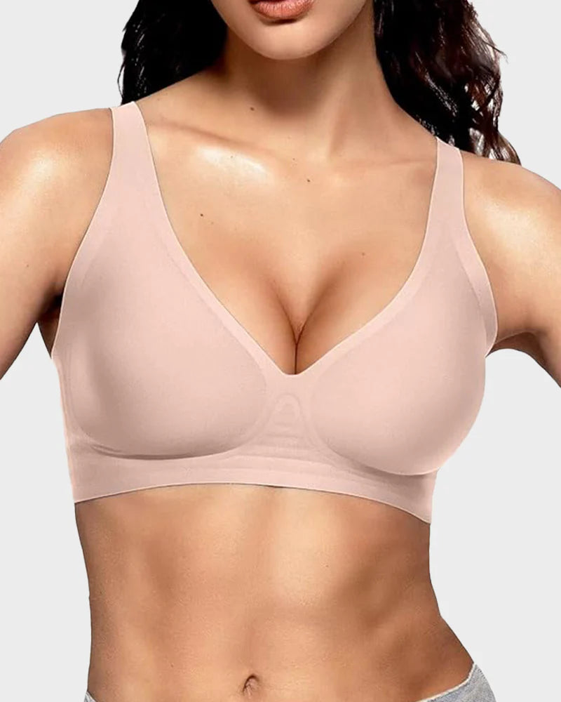 Plunge Push-Up Seamless Barely-There Wireless Bra
