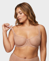 Sheer Dotted Mesh Unlined Balconette Bra