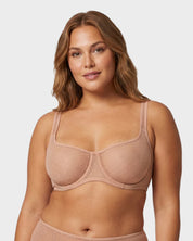 Sheer Dotted Mesh Unlined Balconette Bra
