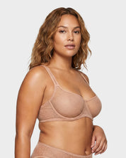 Sheer Dotted Mesh Unlined Balconette Bra