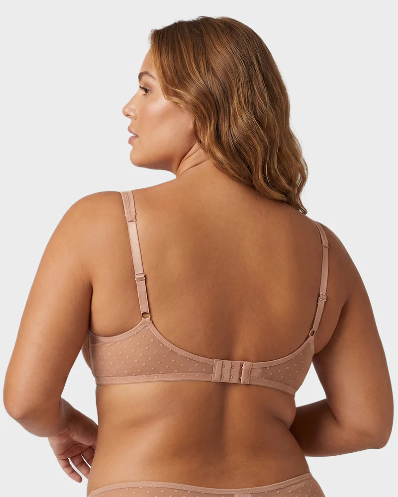 Sheer Dotted Mesh Unlined Balconette Bra