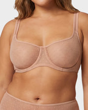 Sheer Dotted Mesh Unlined Balconette Bra