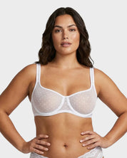 Sheer Dotted Mesh Unlined Balconette Bra