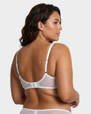 Sheer Dotted Mesh Unlined Balconette Bra