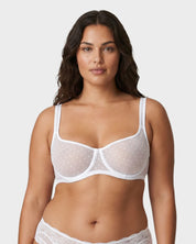 Sheer Dotted Mesh Unlined Balconette Bra