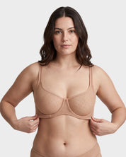 Sheer Dotted Mesh Unlined Balconette Bra