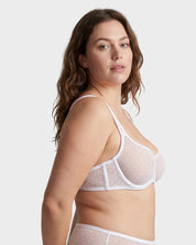 Sheer Dotted Mesh Unlined Balconette Bra