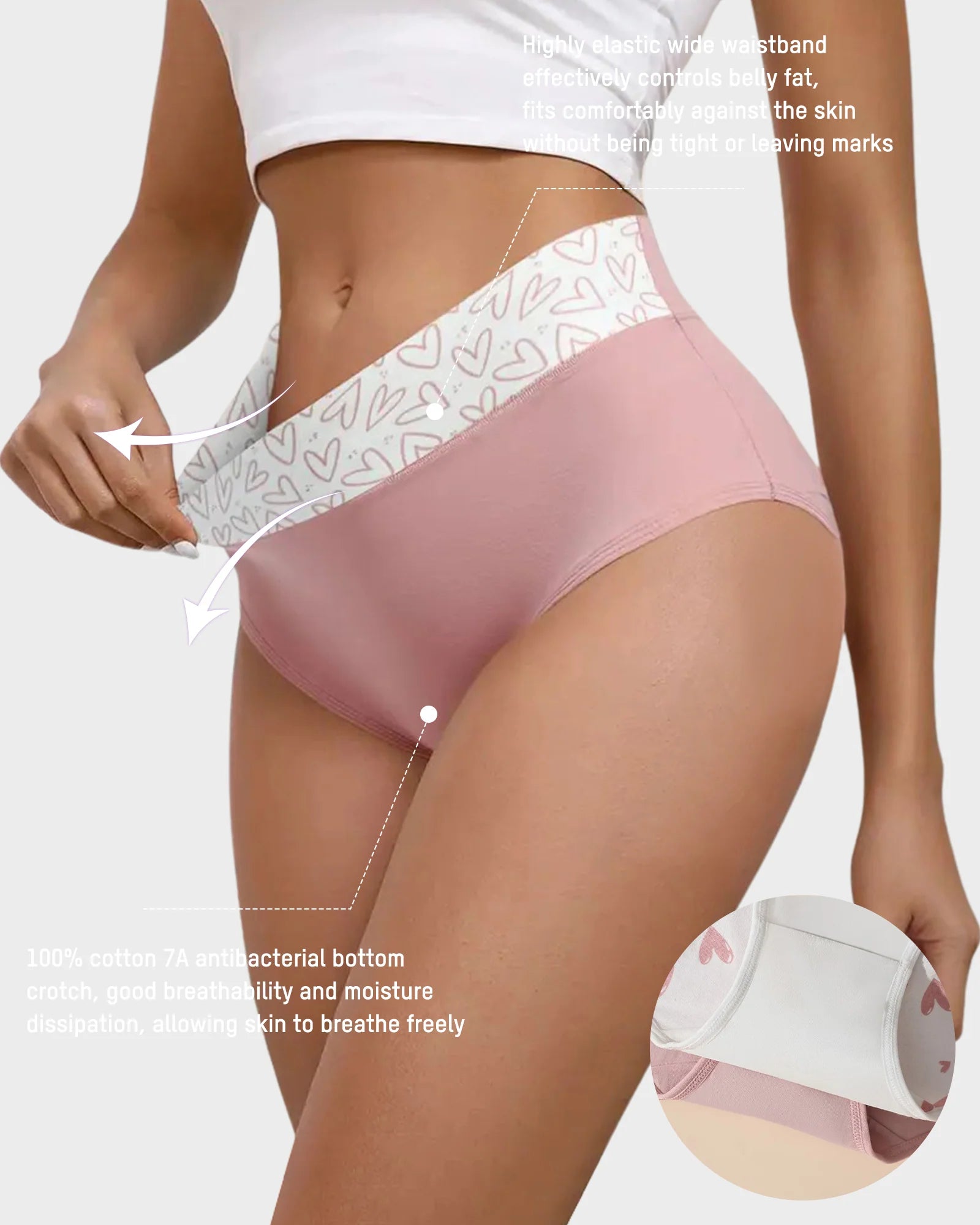 Soft Cotton High-Rise Sweetheart Panties (6 Pack)