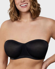 Sheer Mesh Strapless Underwire Balconette Bra