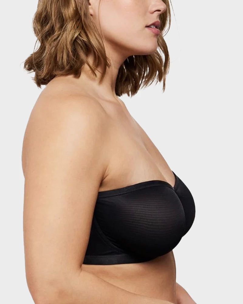 Sheer Mesh Strapless Underwire Balconette Bra