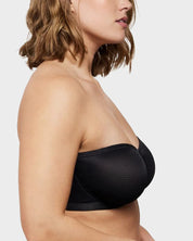 Sheer Mesh Strapless Underwire Balconette Bra