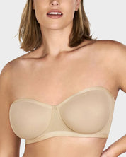 Sheer Mesh Strapless Underwire Balconette Bra
