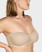 Sheer Mesh Strapless Underwire Balconette Bra