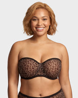 Sheer Mesh Strapless Underwire Balconette Bra