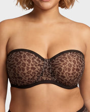 Sheer Mesh Strapless Underwire Balconette Bra