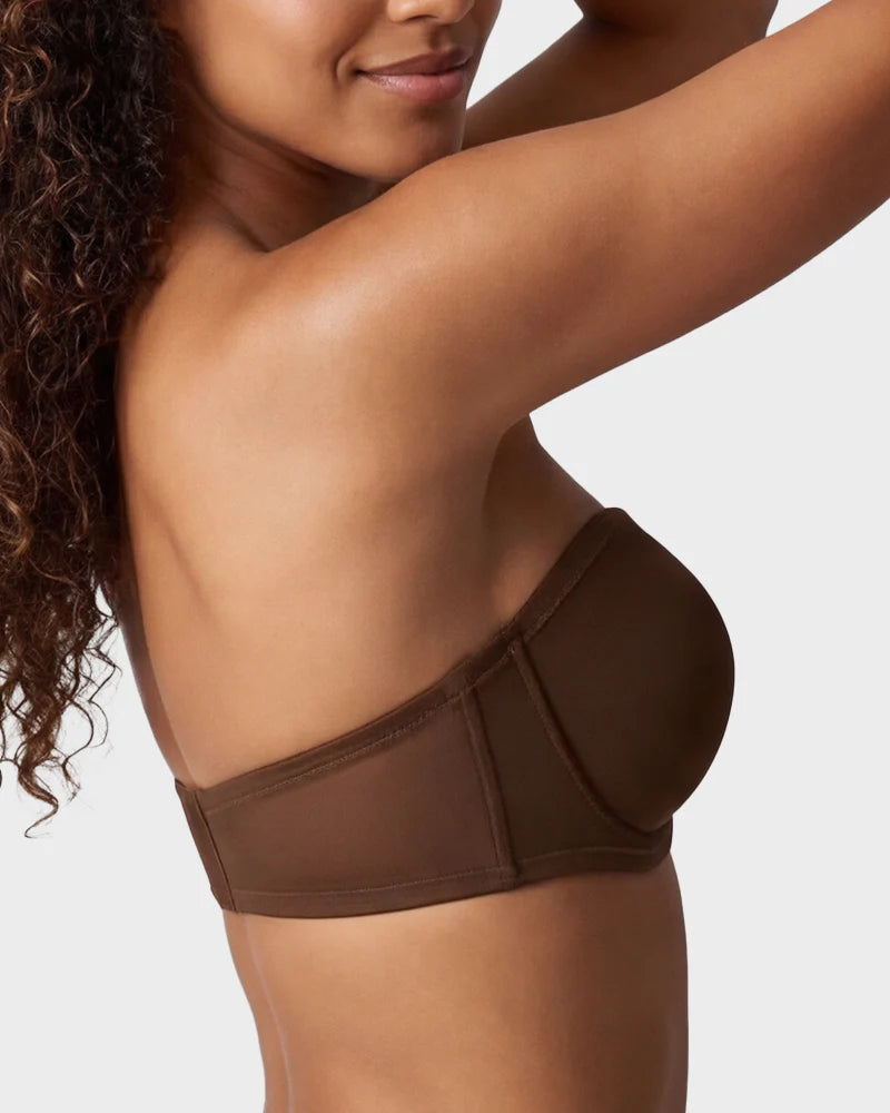 Sheer Mesh Strapless Underwire Balconette Bra