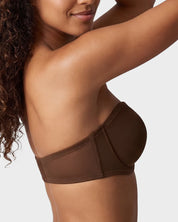 Sheer Mesh Strapless Underwire Balconette Bra