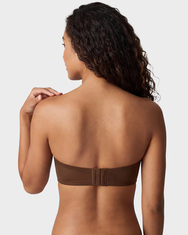 Sheer Mesh Strapless Underwire Balconette Bra
