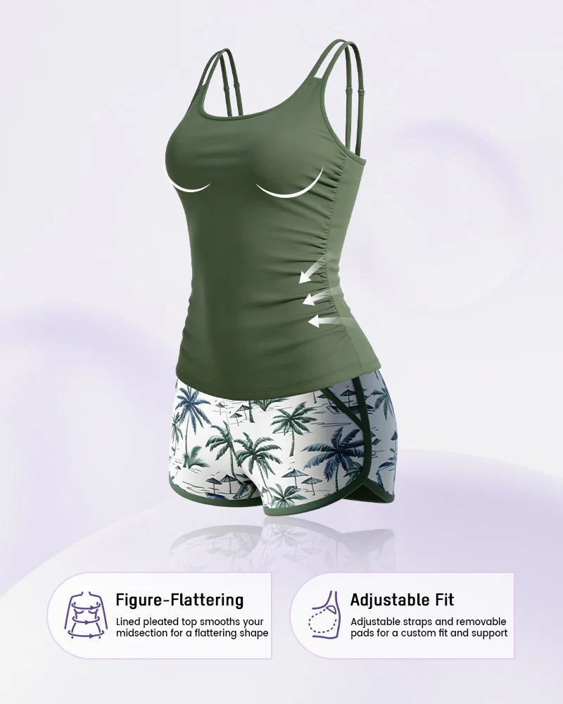 Ruched Tummy Control Tankini Set