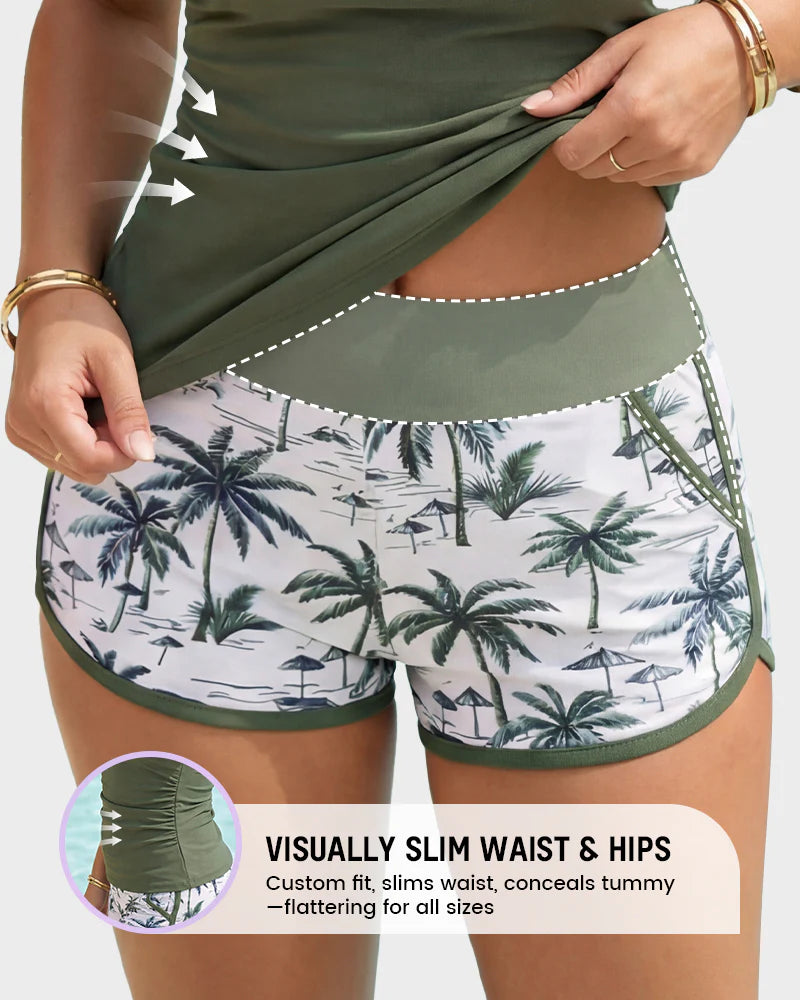 Ruched Tummy Control Tankini Set