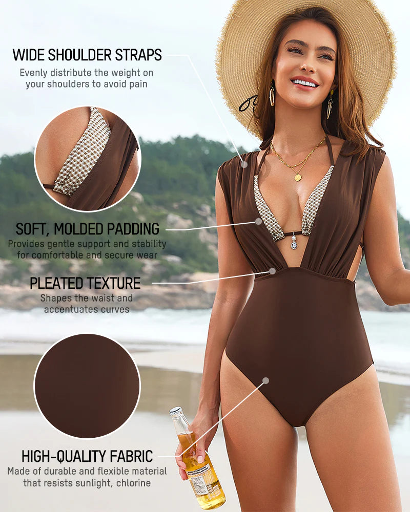 Two-Way Draped Halter Sculpting Bikini Set