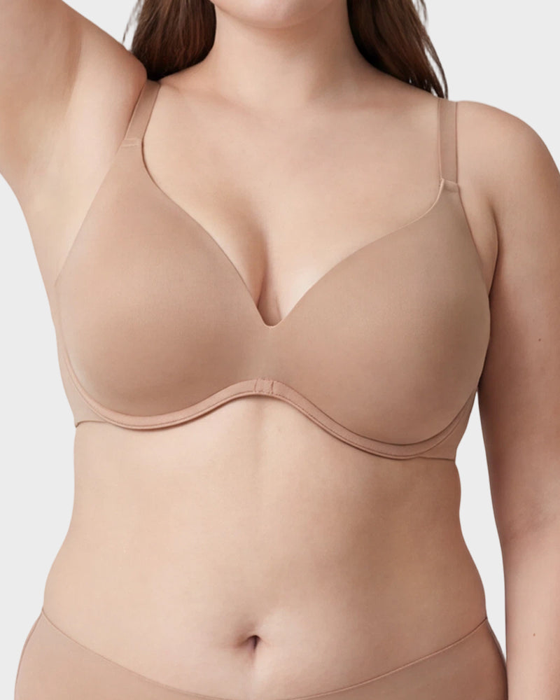 Unlined Underwire Plunge Balconette Bra