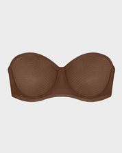 Sheer Mesh Strapless Underwire Balconette Bra