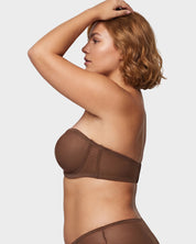 Sheer Mesh Strapless Underwire Balconette Bra