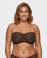 Sheer Mesh Strapless Underwire Balconette Bra