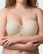 Sheer Mesh Strapless Underwire Balconette Bra