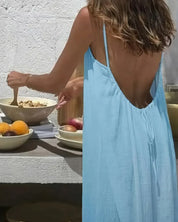 Solid Backless Cami Dress